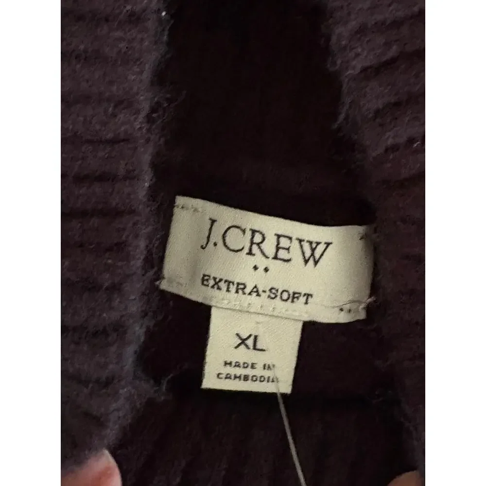 J. Crew Women's Black Cable-Knit Crewneck Sweater